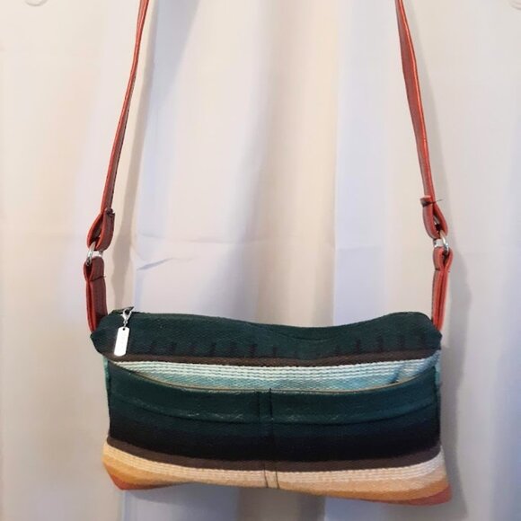 New Southwestern Sarape Stripe Tapestry Cowgirl Purse Red green gold ShoulderBag - Picture 2 of 8